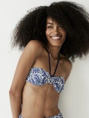 Women’s Blue Paisley Bandeau Swim Top